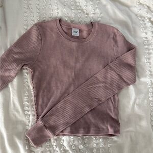 ARITZIA TNA Pale Pink Waffle Long Sleeve Top